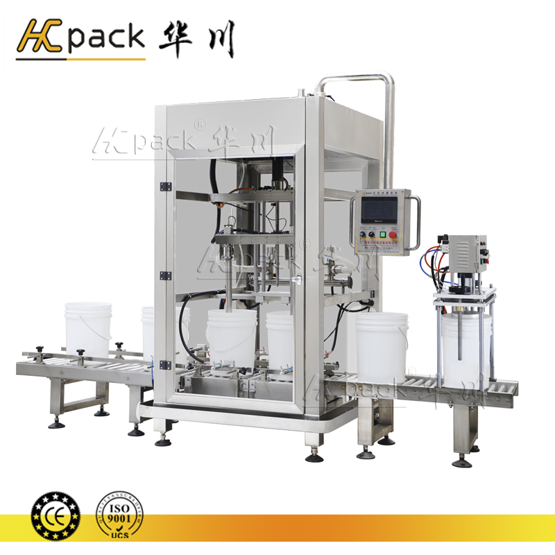 大桶包裝稱重式灌裝（zhuāng）壓（yā）蓋生產線